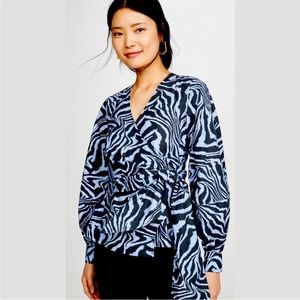 GANNI Zebra Print Wrap Top FREE SHIP